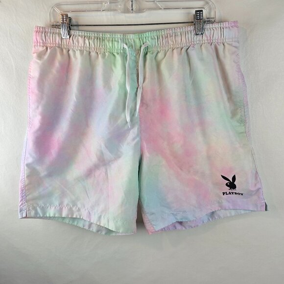 Playboy Pacsun Shorts Mens XL Tie Dye Swim Trunks Elastic Drawstring Bunny Logo - Picture 1 of 8